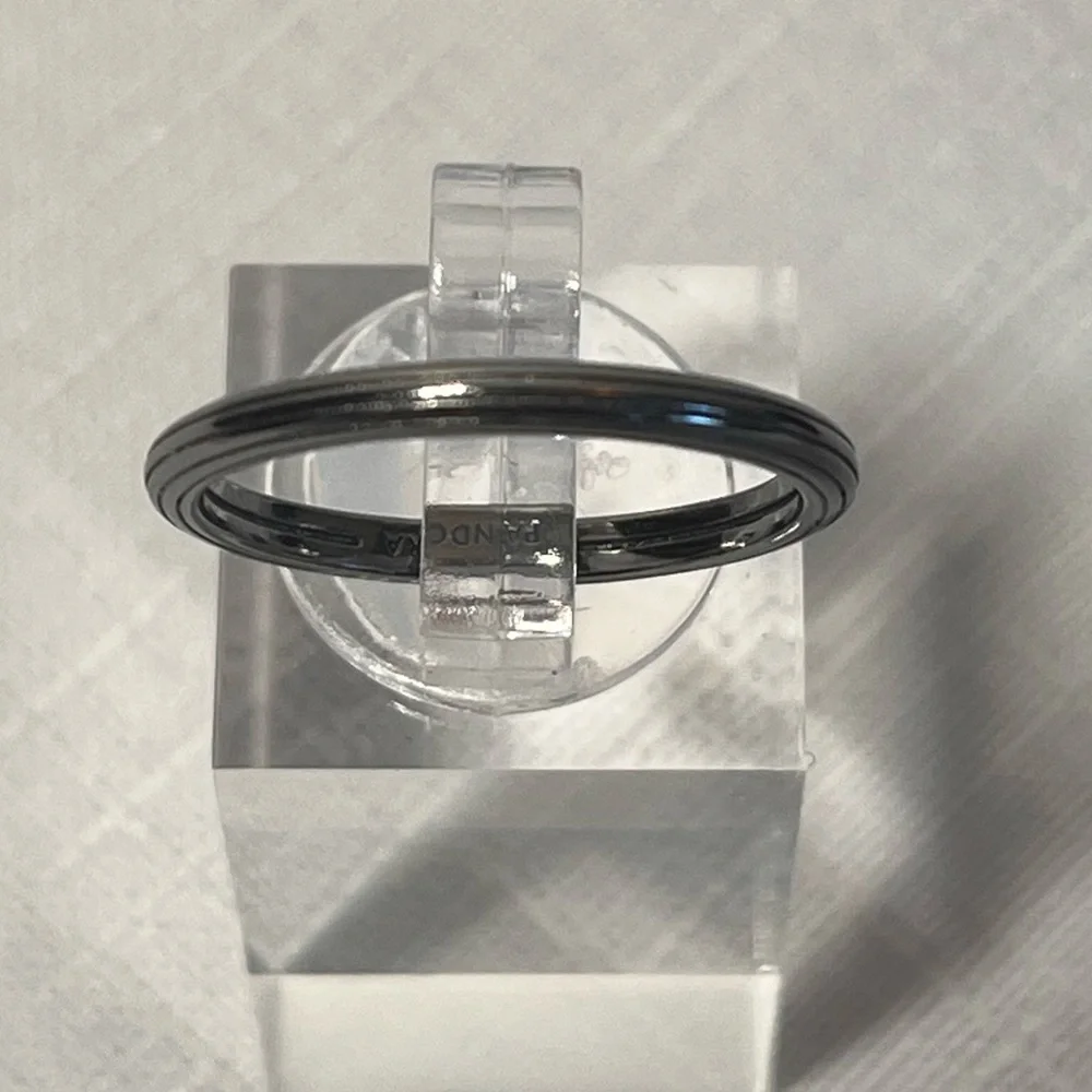 PANDORA Gunmetal Ring Band. Stackable. Size 56 or 7.5. Stamped. - Picture 2 of 7